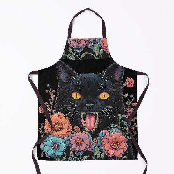 Item preview, Wierdo retro Black Cat flowers ColorfulArt  designed and sold by Catophile.