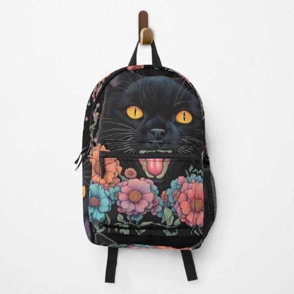 Item preview, Wierdo retro Black Cat flowers ColorfulArt  designed and sold by Catophile.