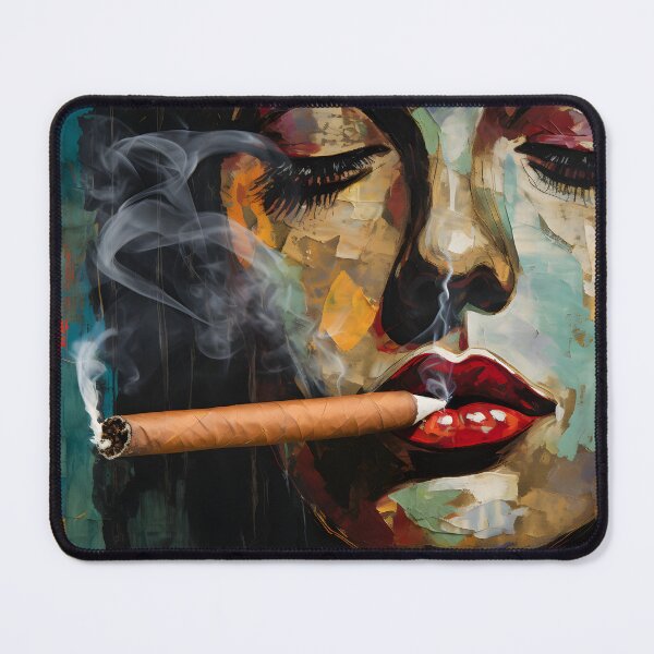 Item preview, Reverberations of Rebellion- A Femme Fatale's Red Lipstick Chromatic Odyssey with Cigar, Punk, and Yombe Art designed and sold by OlfactoART Studio.