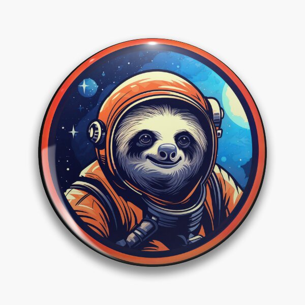 Item preview, Brave Space Sloth astronaut wearing orange suit sci-fi logo for kids designed and sold by ArcadeVault.