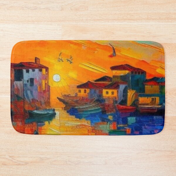 Item preview, Mediterranean village at sunset designed and sold by George Hutton Hunter.