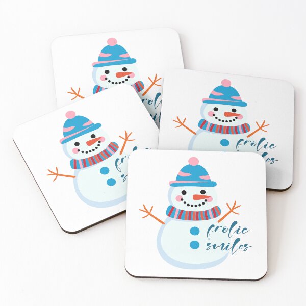 Item preview, Cute Blue And Pink Frolic Smiles Snowman designed and sold by ByNicoleSara.