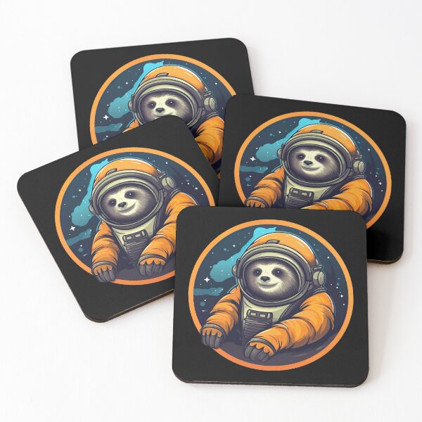 Item preview, Friendly and Brave Space Sloth astronaut in orange suit sci-fi logo for kids designed and sold by ArcadeVault.
