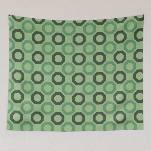 Item preview, Green Octagons Connected Honeycomb Square Contemporary Geometric Balance Naturalistic Pattern designed and sold by PenguinForests.