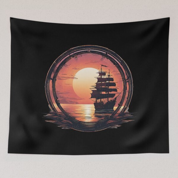 Item preview, Pirate Ship at Sea Beautiful Sunset designed and sold by Aquillashop.