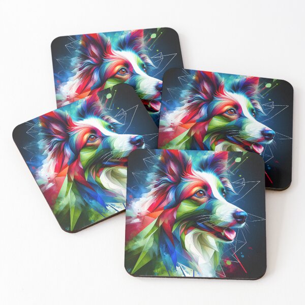 Item preview, colorful border collie designed and sold by pocopocodog123.