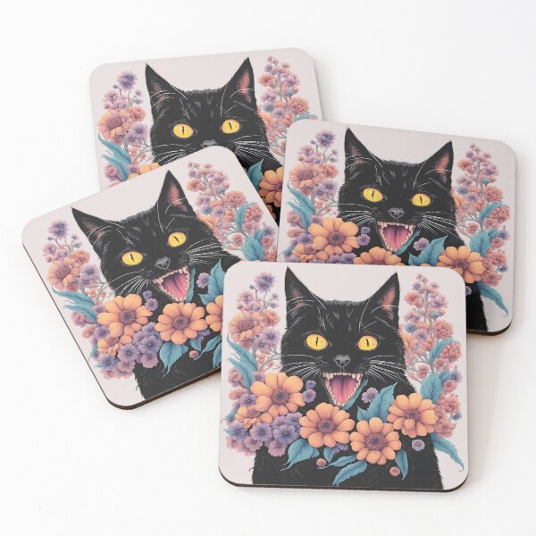Artikelvorschau, seltsame Retro schwarze Katzenblumen ColorfulArt entworfen und verkauft von Catophile.