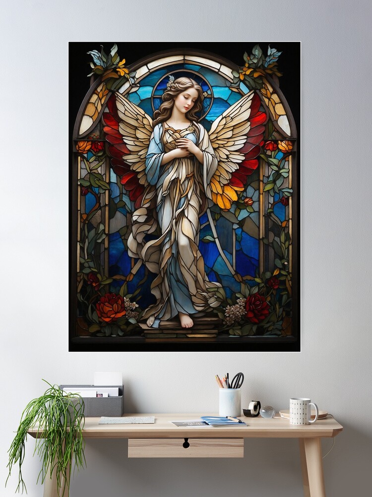 Stained glass fairy // authentic stained glass angel // stained glass statue // glass wings