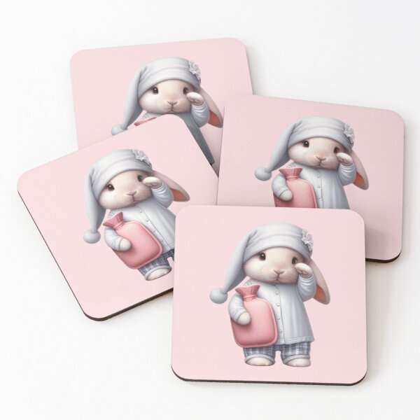 Item preview, Sleepy Bunny With His Hot Water Bottle designed and sold by barksandsqueaks.