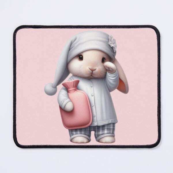 Item preview, Sleepy Bunny With His Hot Water Bottle designed and sold by barksandsqueaks.
