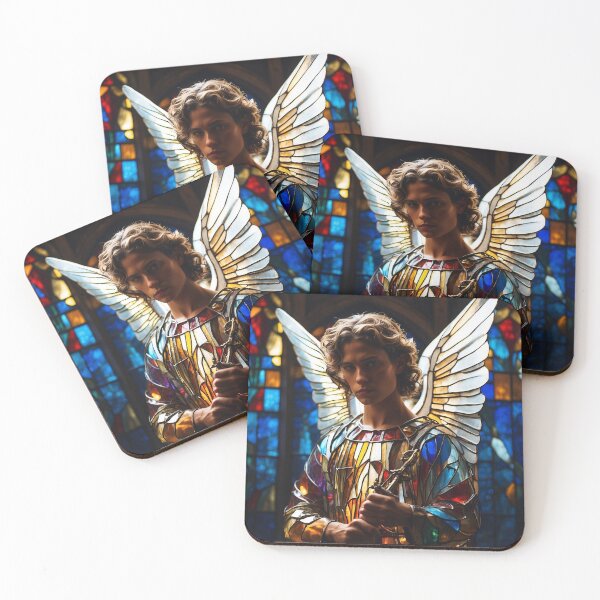 Item preview, Christian Art on Stained Glass - Gabriel Stained Glass Angel designed and sold by HeavenArtStudio.