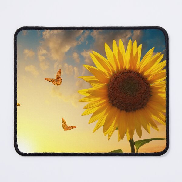 Item preview, Blooming sunflower with butterflies at sunset designed and sold by anatim33.