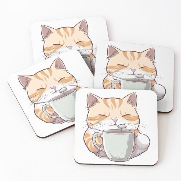 Item preview, Cat tea time from the Kitty Sticker Pack designed and sold by STICKERSLALA.