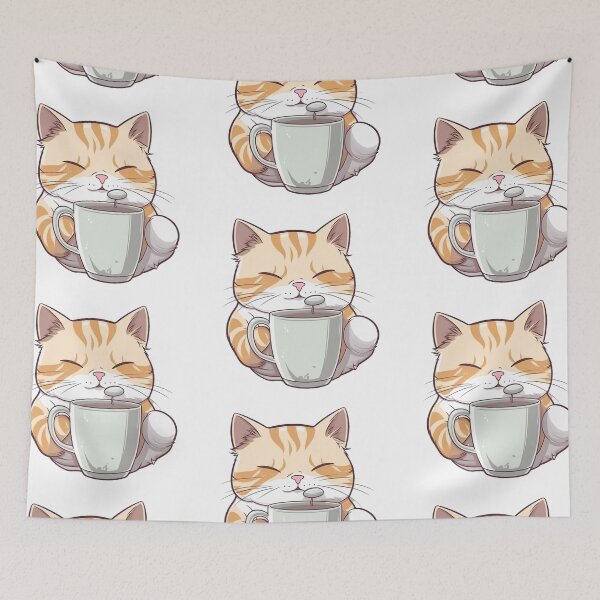 Item preview, Cat tea time from the Kitty Sticker Pack designed and sold by STICKERSLALA.