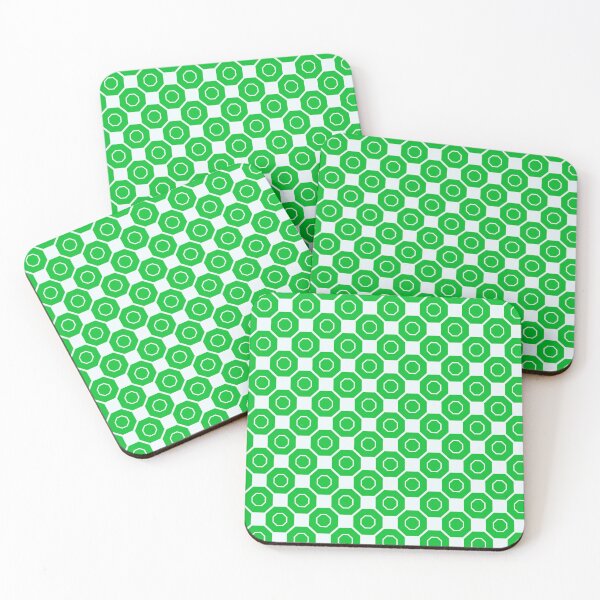 Item preview, Bright Green Cream Repeated Octagons Connected Squares Modern Lively Contemporary Honeycomb Pattern designed and sold by PenguinForests.