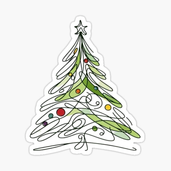 Item preview, Colorful One-Line Christmas Tree Art designed and sold by Chaput Store.