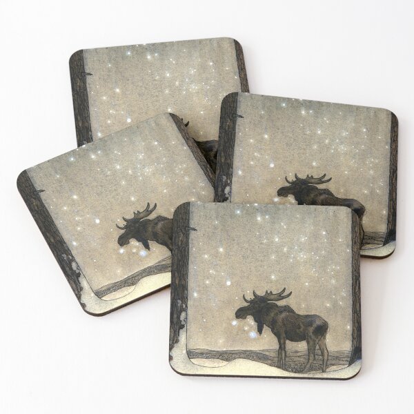 Item preview, Leap the Elk in the Snow at Night - John Bauer designed and sold by forgottenbeauty.