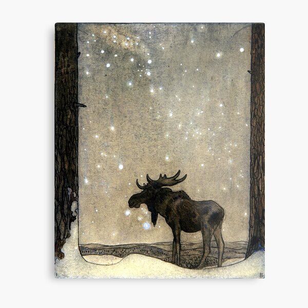 Item preview, Leap the Elk in the Snow at Night - John Bauer designed and sold by forgottenbeauty.