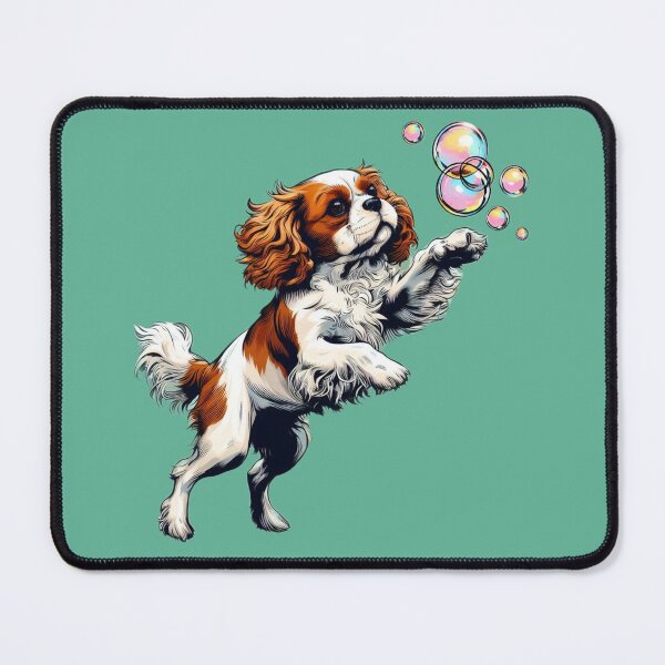Item preview, Cavalier King Charles Spaniel Playing With Bubbles designed and sold by barksandsqueaks.