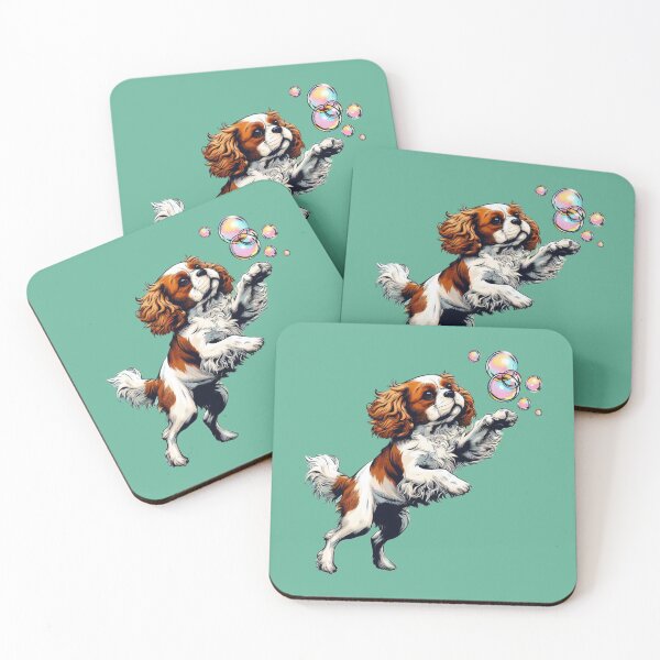 Item preview, Cavalier King Charles Spaniel Playing With Bubbles designed and sold by barksandsqueaks.