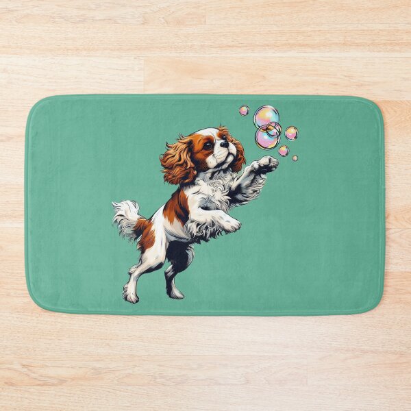Item preview, Cavalier King Charles Spaniel Playing With Bubbles designed and sold by barksandsqueaks.