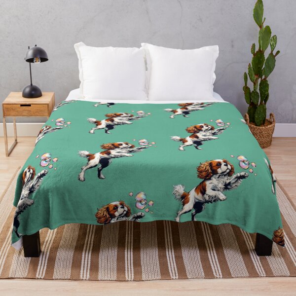 Item preview, Cavalier King Charles Spaniel Playing With Bubbles designed and sold by barksandsqueaks.