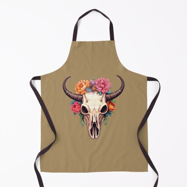 Item preview, Watercolor Cow Skull with Warm Flowers Boho Western designed and sold by meganohm.
