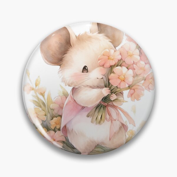 Item preview, Tiny Florist: Cute Mouse Tenderly Holding Blooms designed and sold by LittleLuvies.