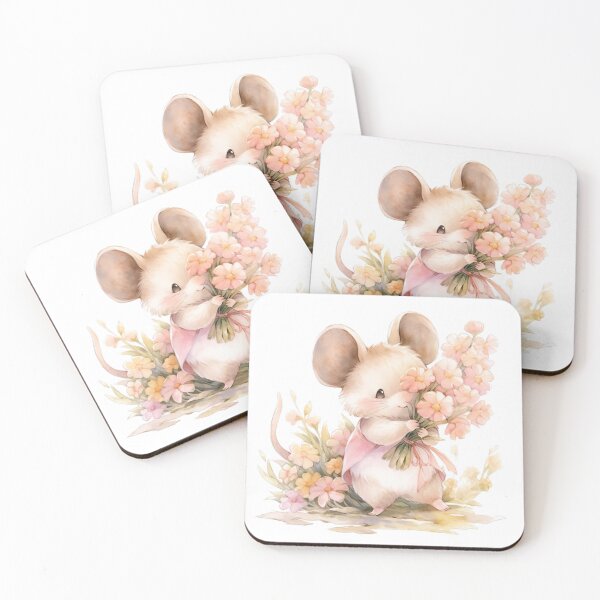 Item preview, Tiny Florist: Cute Mouse Tenderly Holding Blooms designed and sold by LittleLuvies.