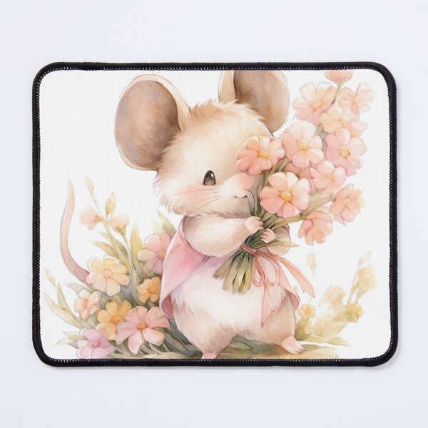 Item preview, Tiny Florist: Cute Mouse Tenderly Holding Blooms designed and sold by LittleLuvies.