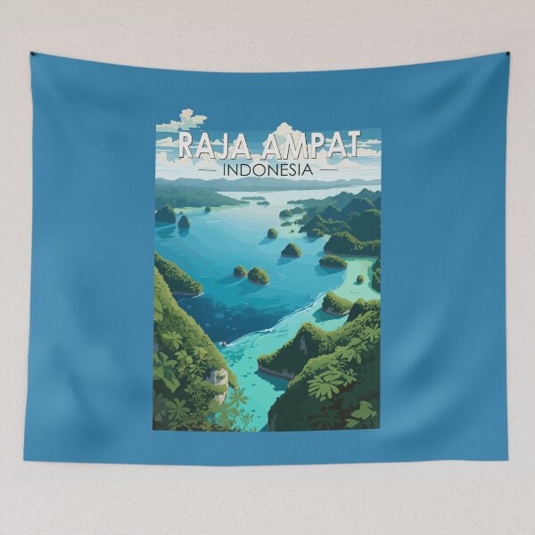 Item preview, Raja Ampat Indonesia Travel Art Vintage designed and sold by KrisSidDesigns.