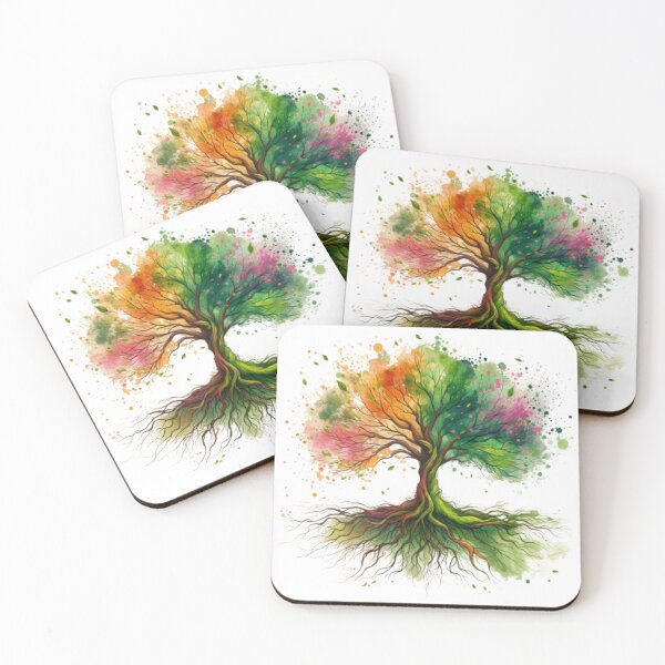 Item preview, Seasonal Harmony: A Watercolor Tree Between Spring and Summer designed and sold by masquetea.