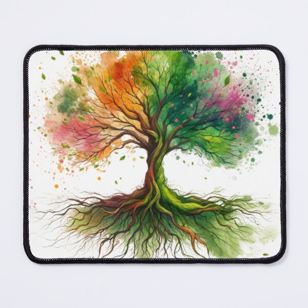 Item preview, Seasonal Harmony: A Watercolor Tree Between Spring and Summer designed and sold by masquetea.