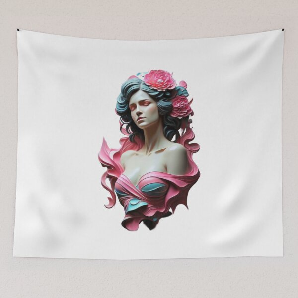 Item preview, Colored marble statue of a woman with flowers designed and sold by QvDesigns.
