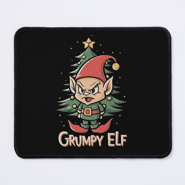 Item preview, Grumpy Christmas Elf in front of a Christmas Tree Design designed and sold by Shirtlify.