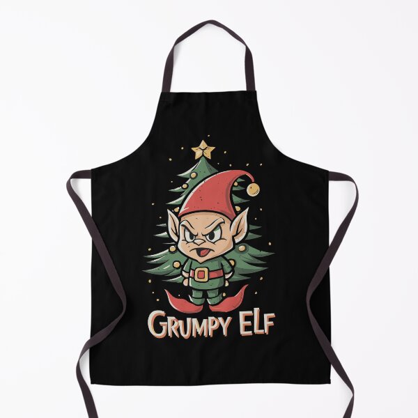 Item preview, Grumpy Christmas Elf in front of a Christmas Tree Design designed and sold by Shirtlify.