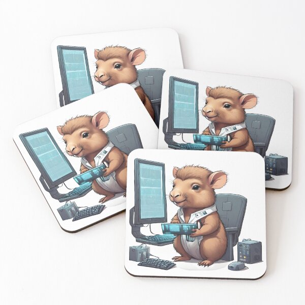 Aperçu de l'œuvre Capybara mignon informaticien futuriste créée et vendue par ExtraSilver.