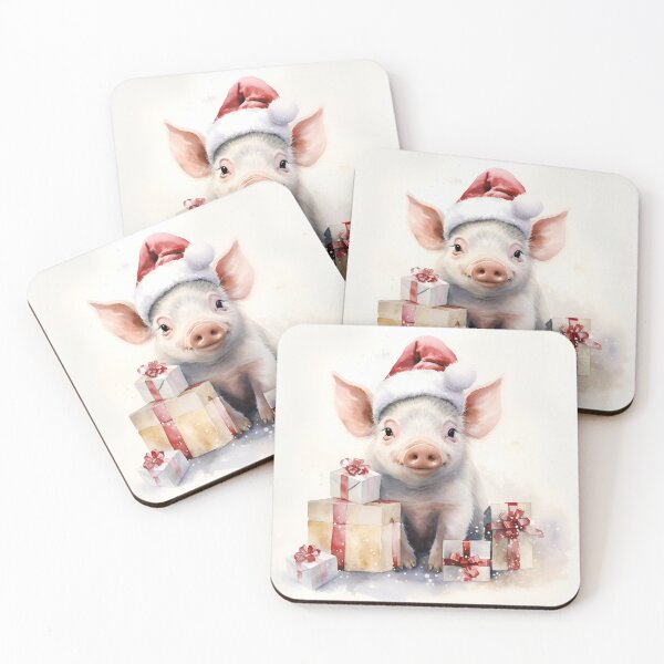 Item preview, Adorable holiday baby pig with Christmas presents designed and sold by dcrc.