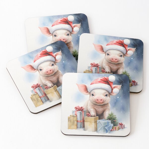 Item preview, Adorable holiday baby pig with Christmas presents designed and sold by dcrc.