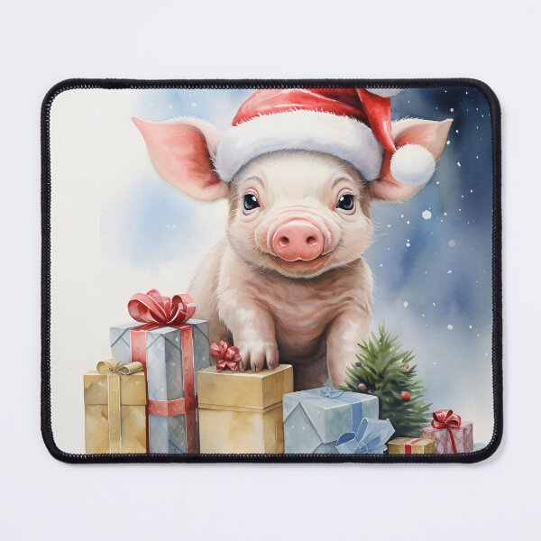 Item preview, Adorable holiday baby pig with Christmas presents designed and sold by dcrc.