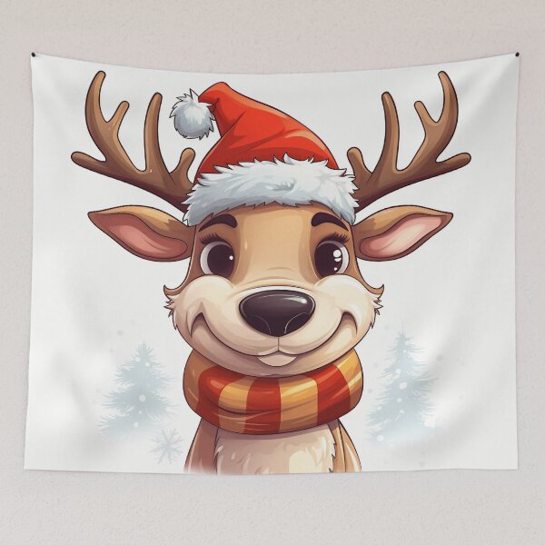 Item preview, Cartoon Reindeer Wearing Santa Hat designed and sold by dcrc.