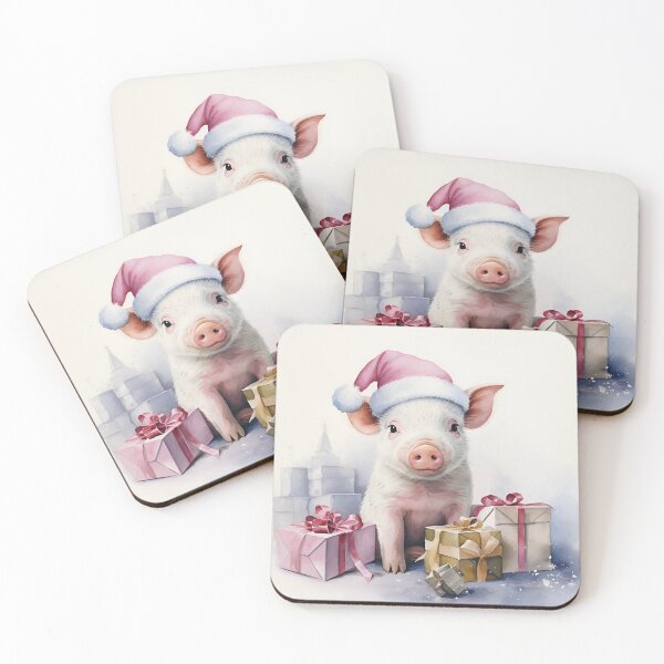 Item preview, adorable holiday baby pig with christmas presents designed and sold by dcrc.