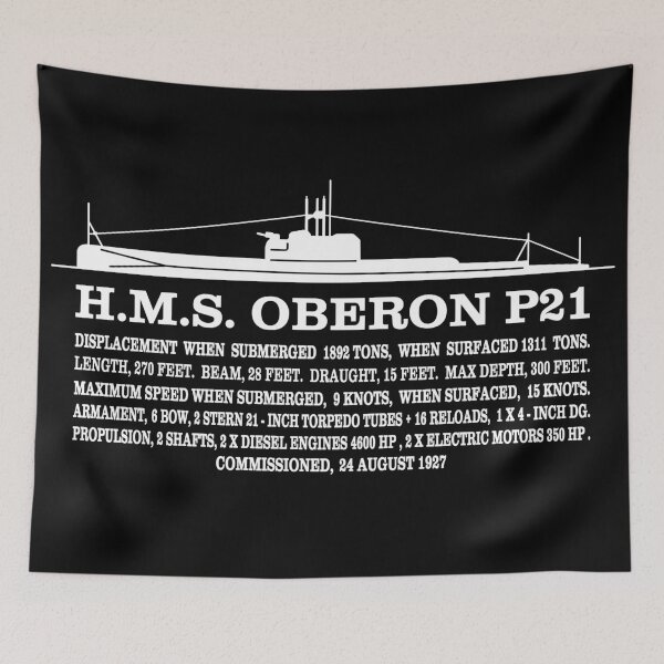 Item preview, H.M.S. Oberon P21 British WW2 Prototype Submarine Infographic designed and sold by MilitaryMart.