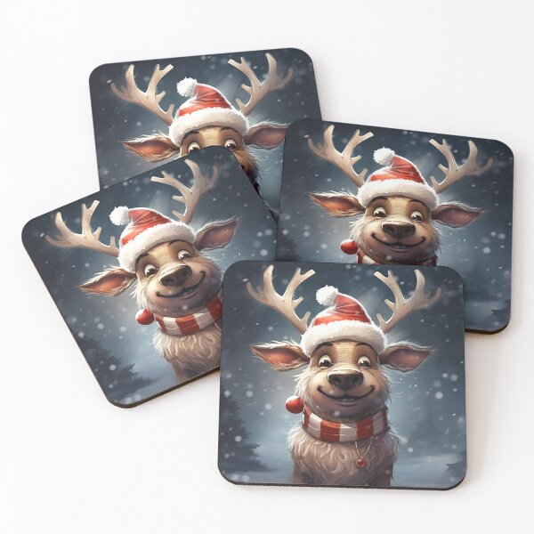 Item preview, Reindeer in the Snow Wearing a Santa Hat designed and sold by dcrc.