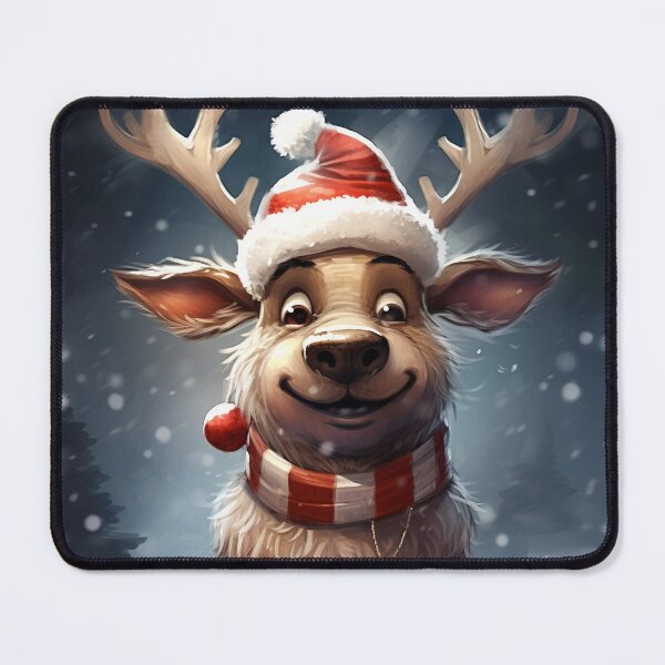 Item preview, Reindeer in the Snow Wearing a Santa Hat designed and sold by dcrc.