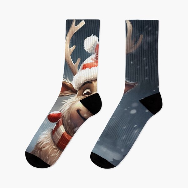 Item preview, Reindeer in the Snow Wearing a Santa Hat designed and sold by dcrc.