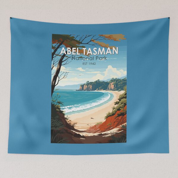 Item preview, Abel Tasman National Park New Zealand Travel Art Vintage designed and sold by KrisSidDesigns.