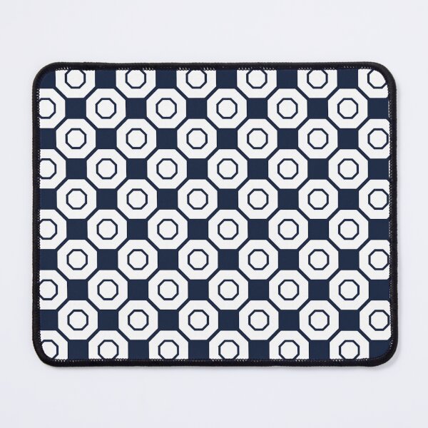 Item preview, White Navy Blue Octagon Intersect Square Line Modern Graphic Retro Honeycomb Pattern designed and sold by PenguinForests.
