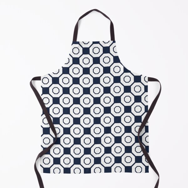 Item preview, White Navy Blue Octagon Intersect Square Line Modern Graphic Retro Honeycomb Pattern designed and sold by PenguinForests.