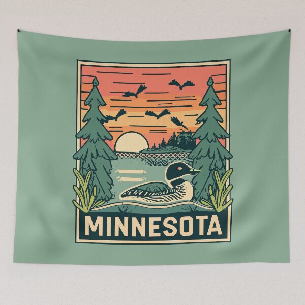 Item preview, Minnesota - Vintage Sunset - Colorful Illustration designed and sold by Amazing States of America.